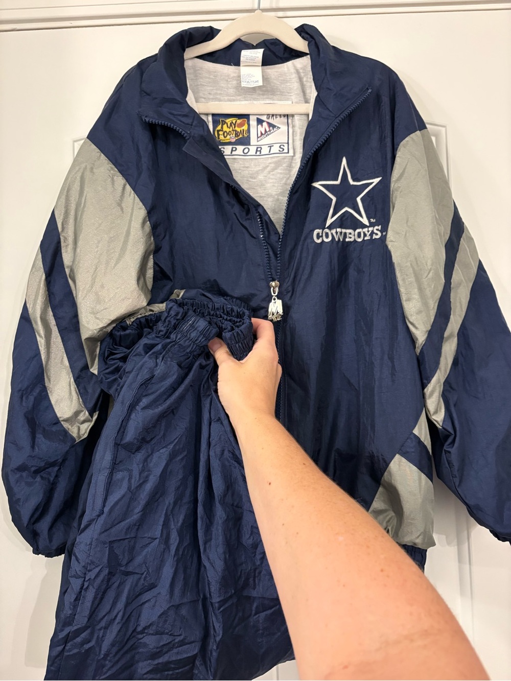 Vintage Dallas Cowboys Youth Navy & Gray Windbreaker Set